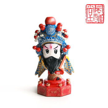 京剧脸谱泥塑面塑 泥人张天津摆件北京特色礼品故宫纪念品 岳飞