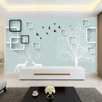 梵帝欧电视背景墙壁画壁纸客厅简约现代卧室防水墙纸北欧抽象树影视墙
