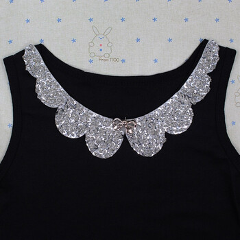 纯手工钉珠diy服装领花辅料 银色重工手缝衣领贴花假领子装饰花边