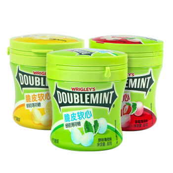 箭牌 绿箭脆皮软心糖柠檬薄荷糖80g瓶原味薄荷草莓薄荷口香糖果 柠檬