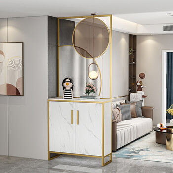 吉梵棠轻奢入户鞋柜一体屏风隔断客厅办公装饰超白长虹钢化玻璃简约