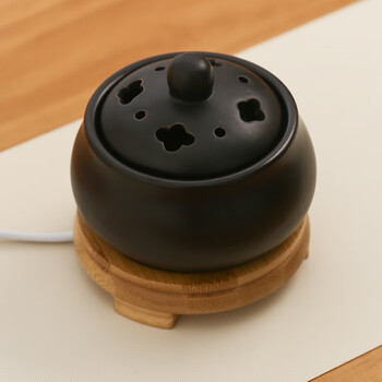 电热熏香炉定时耐热电香炉定时调温电香薰炉插电家用香薰炉竹脚黑