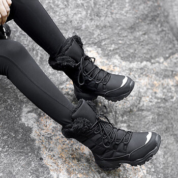 探路者(toread)登山鞋冬加绒轻奢冬季加绒加厚东北大棉鞋全黑色雪地靴