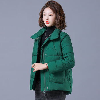 扉行依反季节女短款衣加厚中老年妈妈冬季外套小个子羽绒服外套女墨