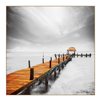 【京选好货】黑白风景装饰画客厅沙发背景墙挂画玄关壁画夕阳海梯浪漫