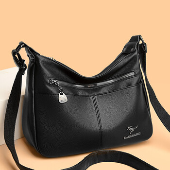 芭藜袋鼠真皮中年女用斜挎包手提单肩包女装手袋女包纯色三层挂包真