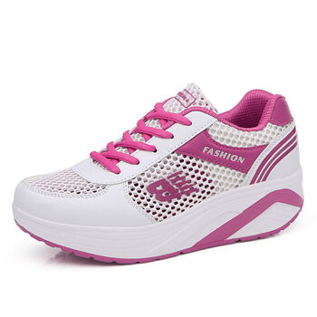 摇摇鞋女夏季之队跳舞鞋夏季网面透气摇摇鞋女士白色厚底休闲旅游运动