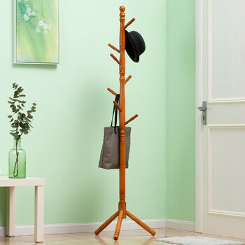 木马人简易衣帽架实木落地衣架室内卧室办公立式挂衣架置物架简约现代