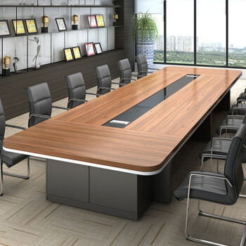 会议桌长桌桌椅组合现代简约会客桌板式培训桌哈堡洽谈办公桌老板桌经理桌班台 5.5*1.6米可坐20人左右
