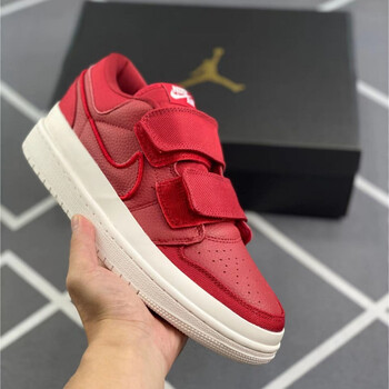 莆田aj官网乔一代双魔术贴低帮篮球文化鞋  男女韩版板鞋 潮鞋 红色