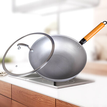 钛锅纯钛炒锅钛锅钛家用户外32cm超轻炒菜平底钛合金锅不粘锅ljj 钛