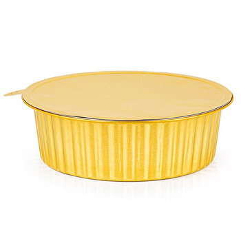 赛卓铝箔餐盒金色锡纸盒一次性打包盒带盖外卖圆形加厚商用明火耐高温