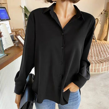 ny-nyc衬衣女春秋外穿衬衫女长袖气质修身型免烫上衣盐系衬衣服百搭