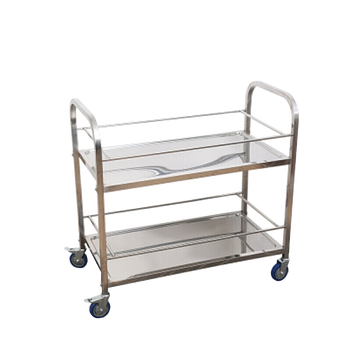 缦宛木 加厚不锈钢餐车手推车收餐车酒店快餐店收 中号加厚酒水车