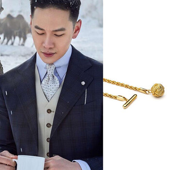 胸针领链驳头链条插花眼西装男士风衣结婚欧美大气英伦风 银色