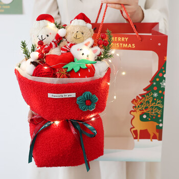 圣诞红小熊花束 礼袋【图片 价格 品牌 报价】-京东