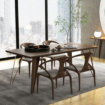 全友家居品质意式纯白蜡木餐桌轻奢餐厅家具实木大板桌极简餐桌椅