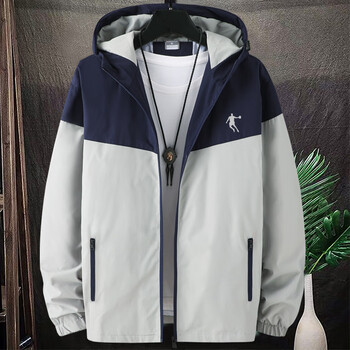 乔丹外套男春秋款2023运动风衣薄款宽松长袖连帽户外潮流休闲上衣灰色