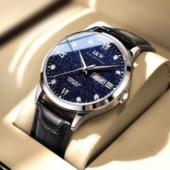 爱沃驰(i&w) 瑞士品牌i&w男士手表高级星空蓝盘全自动机械表