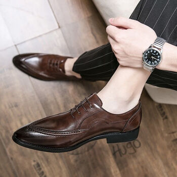 专发新疆西藏皮鞋男2023新款英伦潮流休闲小皮鞋韩版百搭尖头发型 a