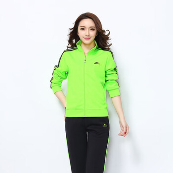 运动服套装春秋季男女健身户外队服梦之队中老年健走服 609b女款绿色