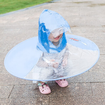 儿童雨伞帽子小黄鸭学生雨衣幼儿园抖音可折叠飞碟男女雨帽雨衣斗篷