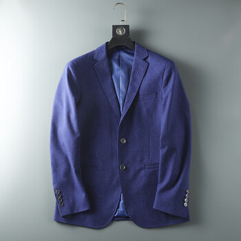 霖速抗皱西服男竹节格纹tr面料 肤抗皱 剪标男装时尚休闲修身西服西装