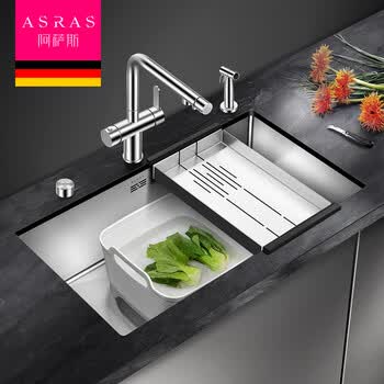 阿萨斯 Asras 8545b 304不锈钢手工水槽套餐单槽台下盆厨房洗菜盆不含龙头85 45cm 普通下水 图片价格品牌报价 京东