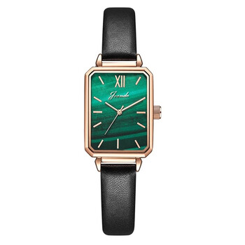 歌浪迪时尚气质女士石英防水腕表h7201l-p 绿色 黑皮绿面hg