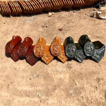 屋脊仿古琉璃瓦屋顶瓦陶瓷瓦庙宇瓦绿金黄瓦别墅瓦带挂釉瓦瓦片屋脊瓦