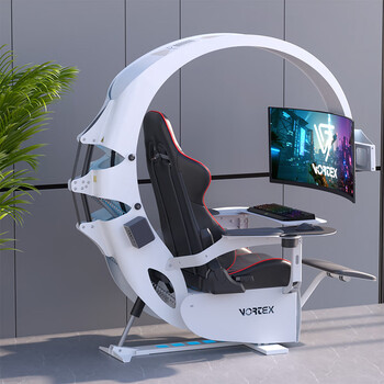 电竞椅太空舱 vortex太空舱电脑椅 电脑座舱一体式电竞桌工程学l 白色