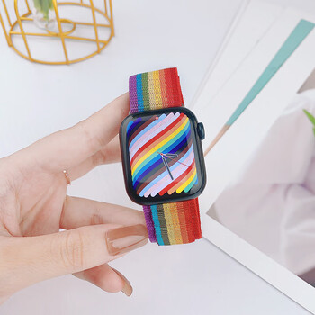 表带6/7/8/ultra_环尼龙编织iwatch 彩虹色 通用apple_watch_ultra