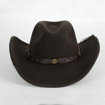 美国西部牛仔帽亚瑟荒野大镖客帽子羊毛深咖色软呢礼帽防水防皱骑马帽