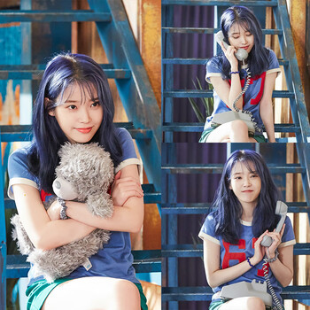 t恤iu李知恩同款韩版lovepoem上衣宽松字母刺绣圆领拼色打底短袖t恤