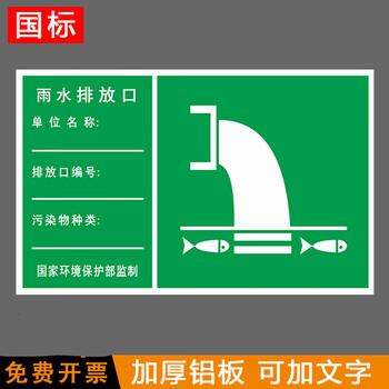 固体危废间雨水污水废气排放口警示牌全套定制定制雨水排放口48x30cm
