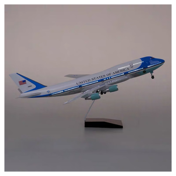 美国空军一号波音b747带轮子带灯真民航客机航模飞机模型礼品47厘米