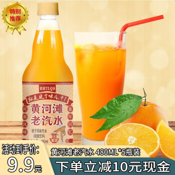 黄河滩老汽水 橙味饮料 碳酸饮料 8090怀旧饮品 480ml*5瓶装