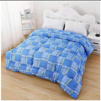 水洗棉被子加厚加大保暖被芯棉被子学生宿舍单人四季通用 蓝色格子