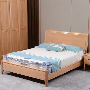 榉木大床(原木色) 艺术款 1500mm*1900mm框架结构【图片 价格 品牌