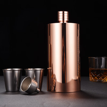 加厚304不锈钢酒壶家用装白酒瓶空瓶一斤2斤随身便携酒具 加厚2斤玫瑰