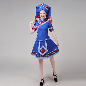 三月三壮族服装广西壮族三月三表演服装女少数民族云南苗族瑶族舞蹈