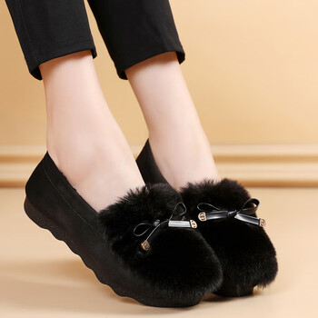 xiang) 秋冬毛毛鞋女外穿2022新款加绒保暖豆豆鞋老北京布鞋女棉瓢鞋