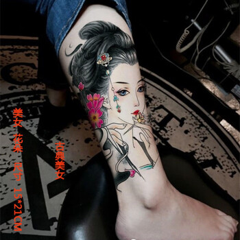 桑雀美女艺貂蝉手臂性感个性刺青花旦胳膊纹身贴纸半臂彩色纹身贴一张