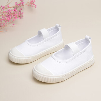 waitawait春季款松紧带儿童帆布鞋休闲软底女童小白鞋2023年新款童单