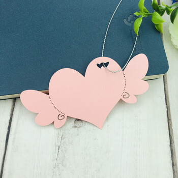 50张彩色爱心翅膀心愿卡 手写留言许愿卡片 心愿墙贴卡 装饰吊卡 粉色