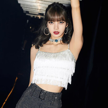 凭霄lisa同款韩国女团blackpink演出服女学生流苏爵士舞打歌服舞蹈服