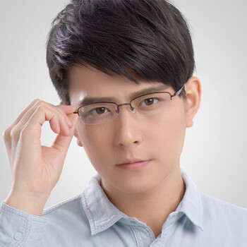 杰尼(jieni)超轻纯钛近视眼镜男小脸小框男士商务半框眼镜架可配度数