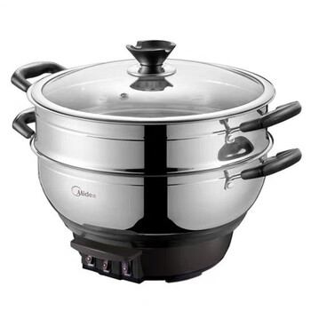 火锅电炒锅家用不锈钢电蒸锅双层32cm不粘锅 dh3202【行情 报价 价格