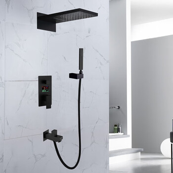 箭牌(arrow)暗装花洒入墙式预埋嵌入暗藏隐藏式黑色增压淋浴花 【黑色