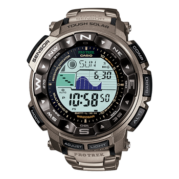 卡西欧(casio)protrek 第三代三重感应器6局电波太阳能登山户外运动钛